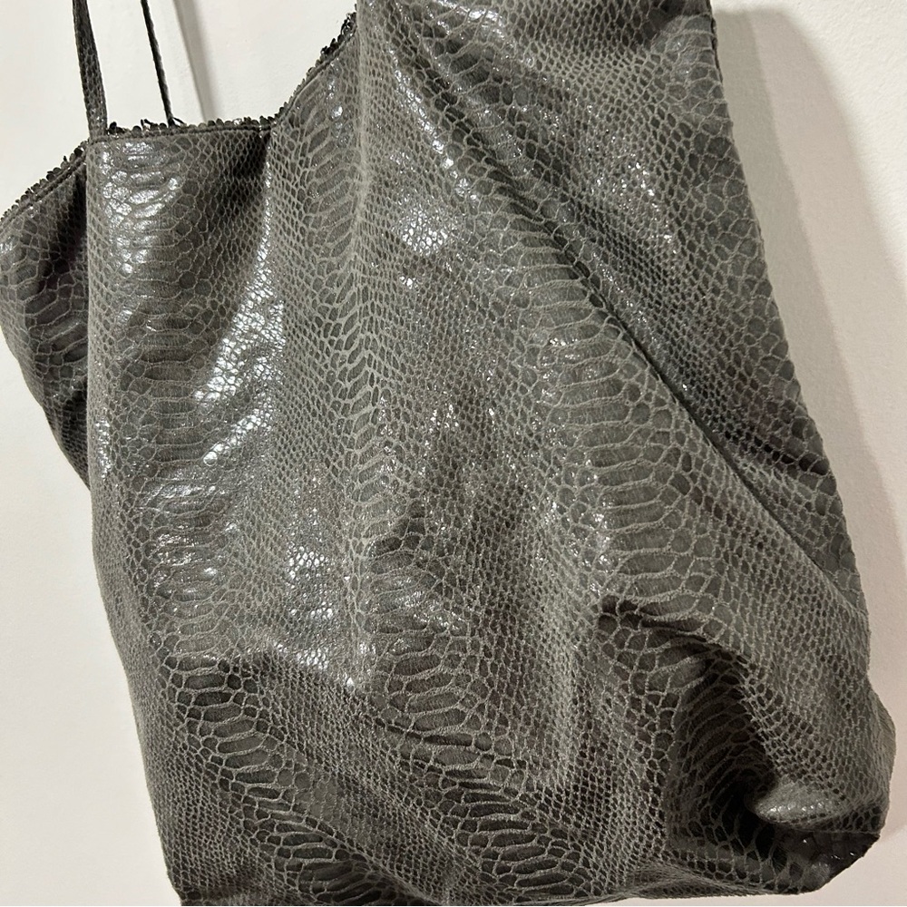 FATTO A MANO by CARLOS FALCHI Gray Faux Python Tote - Picture 6 of 11